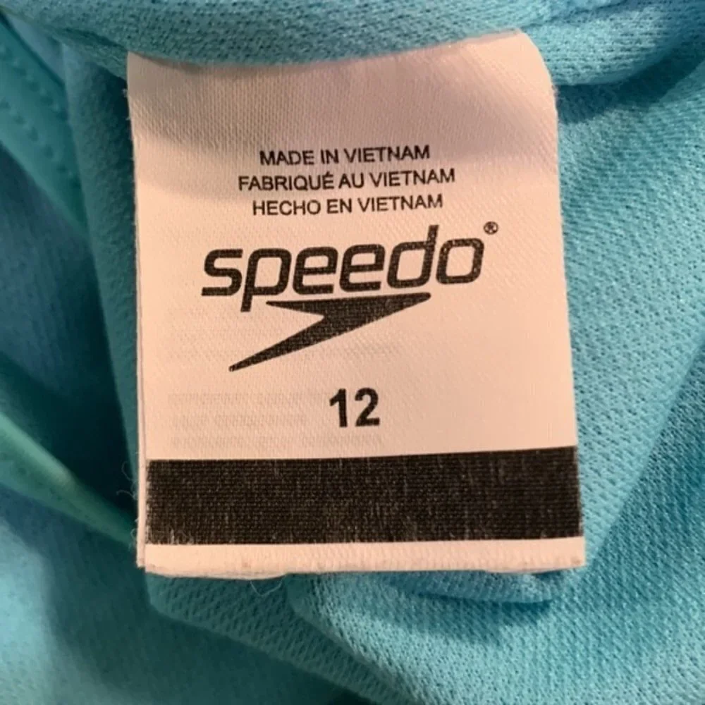Girl's Speedo Criss Cross Swimsuit Teal Double Strap Size 12 EUC #7253